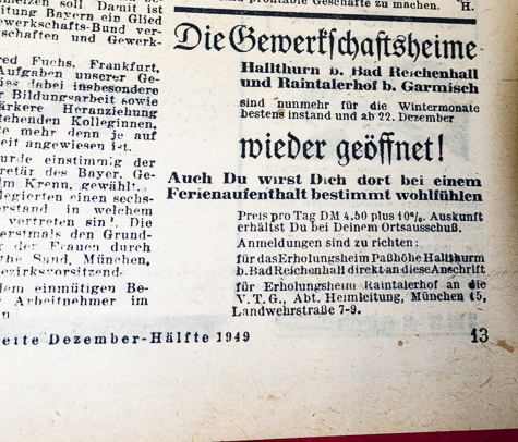 Erholungsheime der Gewerkschaft wieder geöffnet